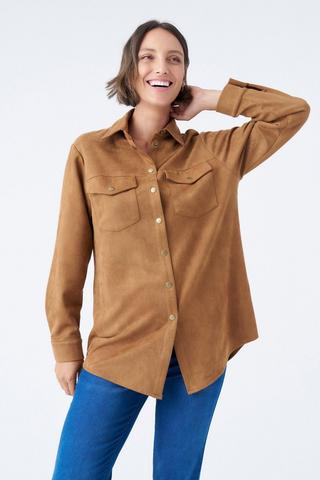 PLUSH SUEDE SHIRT BRONZE