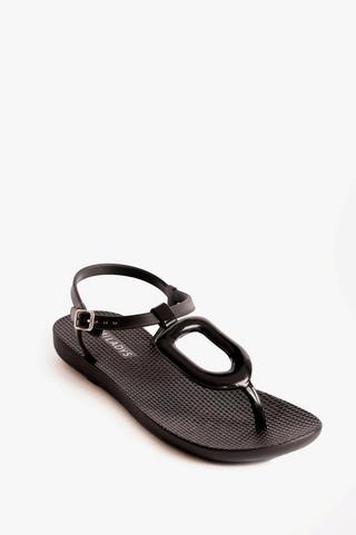 CHAIN TRIM BLACK SANDALS