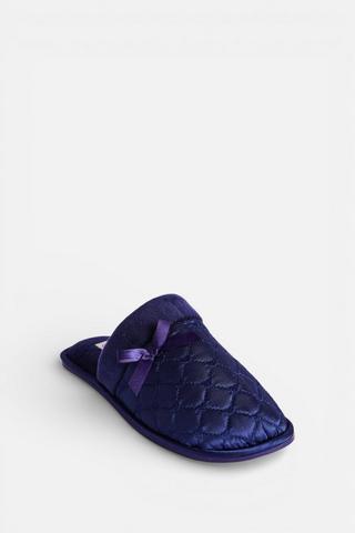 SATIN SLIPPERS NAVY