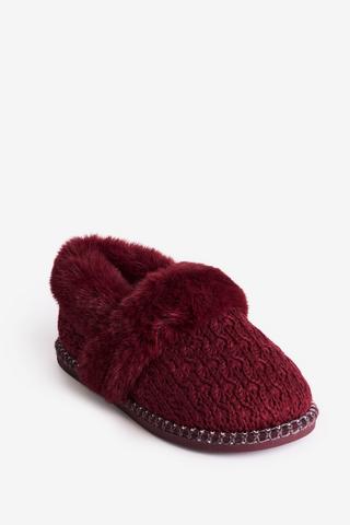 FAUX FUR SLIPPERS BURGUNDY