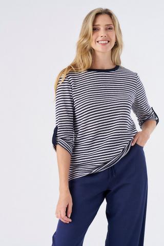 TEXTURE TOP STRIPE NAVY