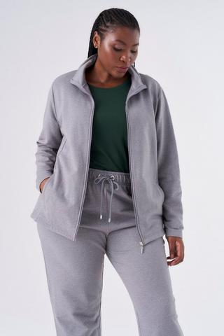 FLEECE ZIP THROUGH JACKET GREY