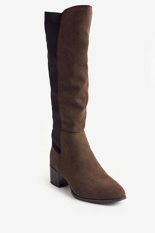 HEELED SUEDE LONG BOOT