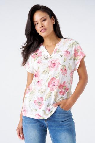 FLORAL PRINT HENLEY TOP