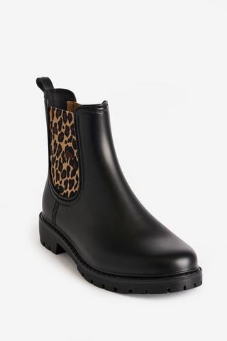 ANIMAL PRINT CHELSEA BOOTS BLACK