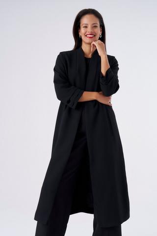 LONGER LENGTH COLLARLESS BLAZER