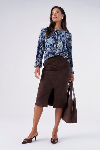 PLUSH SUEDE SKIRT CHOCOLATE