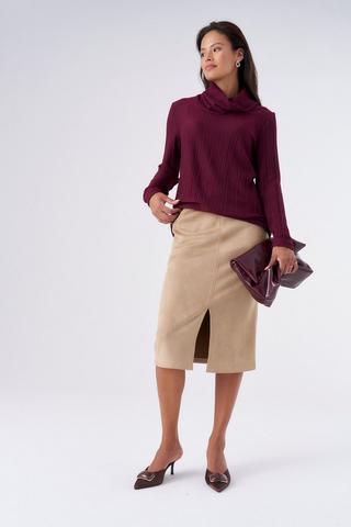 PLUSH SUEDE SKIRT STONE