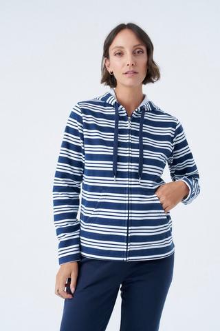 ZIP THROUGH NAVY STRIPE HOODIE