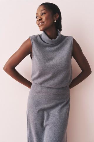 FUNNEL NECK TOP GREY