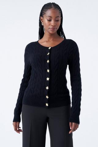 CABLE KNIT CARDIGAN BLACK