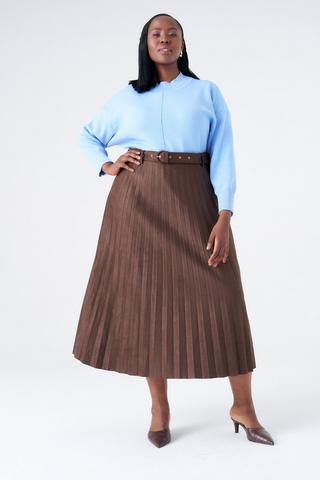 PLEATED A-LINE SKIRT CHOCOLATE BROWN