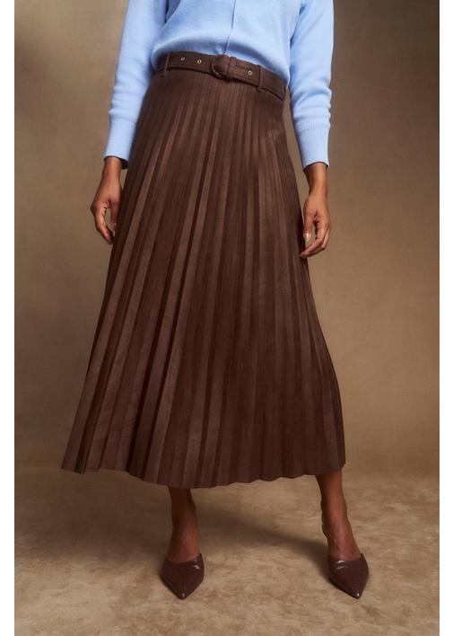 PLEATED A-LINE SKIRT CHOCOLATE BROWN,Sheet Street,natural,,natural