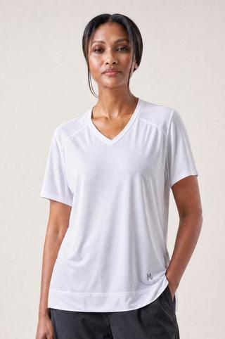 V-NECK MESH TEE WHITE