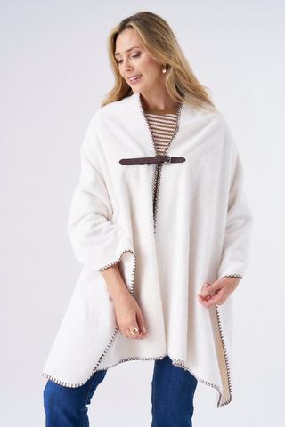 CREAM WRAP WITH BUCKLE CLIP