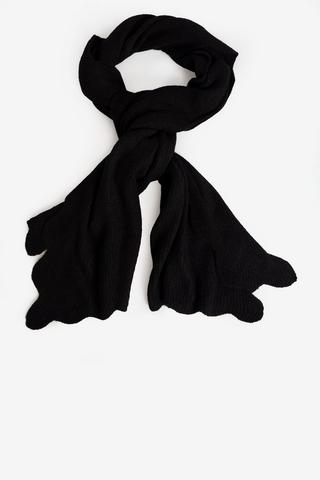 KNIT SCALLOP SCARF BLACK