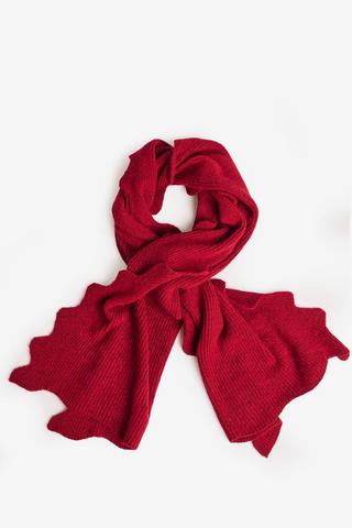 KNIT SCALLOP SCARF RED