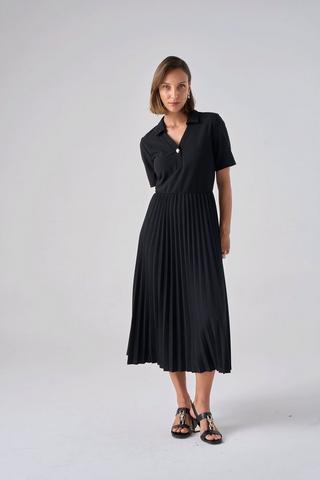 CREPE FIT AND FLARE DRESS
