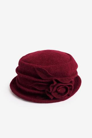 KNIT FLOWER CLOCHE BURGUNDY