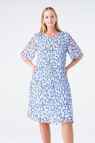 CHIFFON SPOT  FULL PLEAT ALINE DRESS