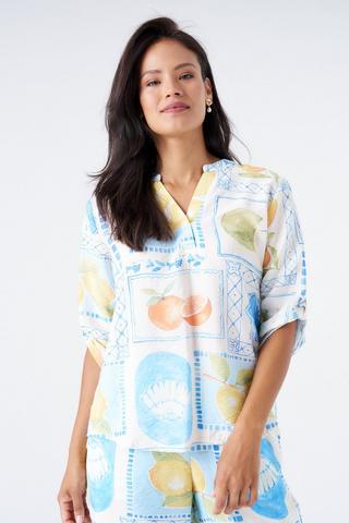 FLORAL PRINT HENLEY TOP