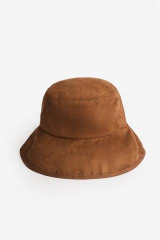SUEDE BUCKET HAT TAN