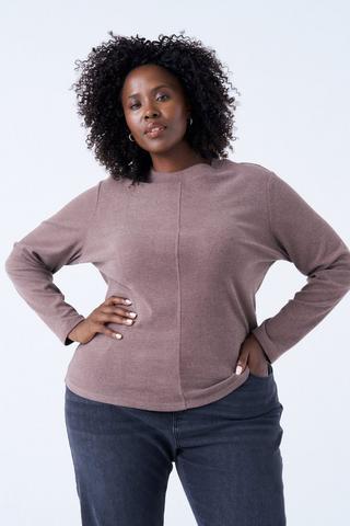 PLUSH CREW NECK TOP CHOC BROWN