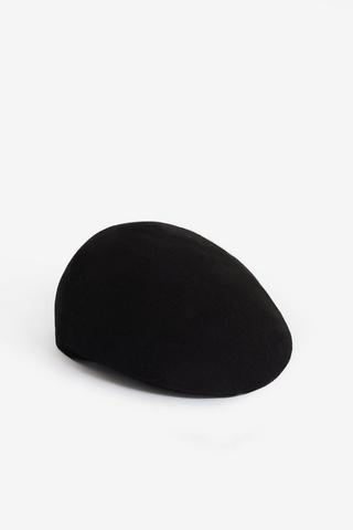 TEXTURED MELTON HAT BLACK