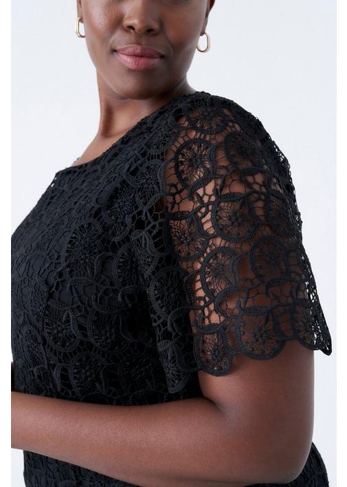 black lace fit flare dress Black Fit And Flare Dress With Lace Inserts main image 0
