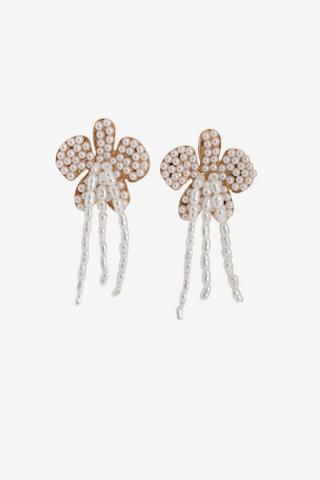 BEADED FLOWER STUD EARRINGS