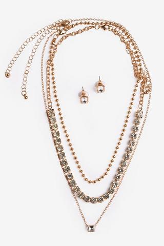 LAYERERED NECKLACE AND EARRINGS SET