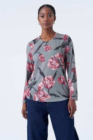 LONG SLEEVE FLORAL PRINT T-SHIRT