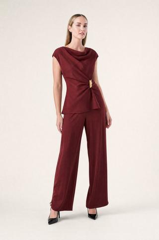 SATIN WIDELEG PANT BURGUNDY