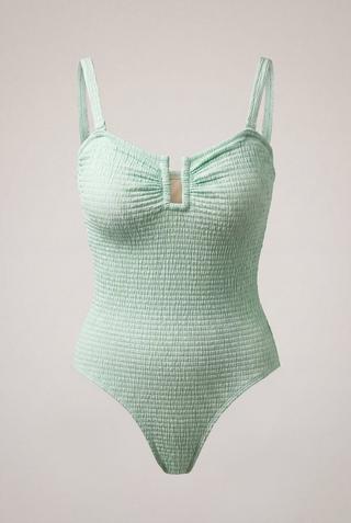 TEXTURED TEAL ONE PIECE SWIMSUIT