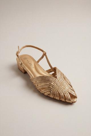 GOLD POINTY CAGED SANDAL