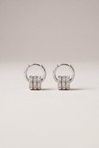 PVD RHINESTONE RING HOOP EARRINGS
