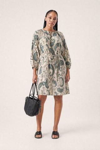 ALINE DRESS TEAL PAISLEY