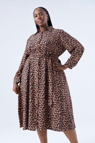 ANIMAL PRINT SHIRT DRESS