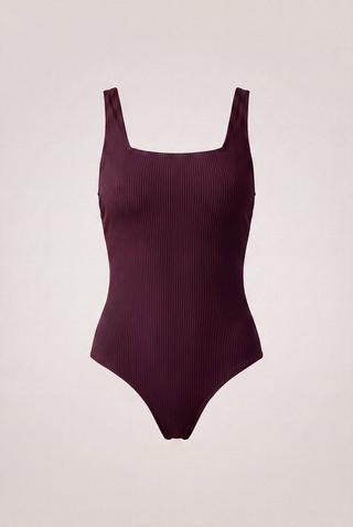TEXTURED SQUARE NECK SWIMSUIT