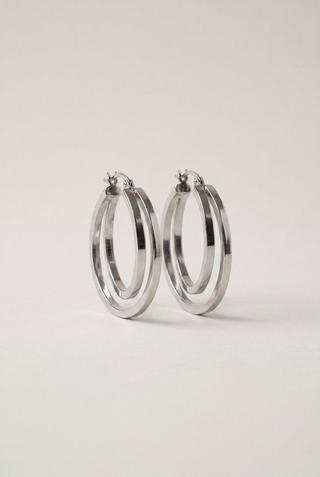 PVD DOUBLE RING HOOP EARRINGS