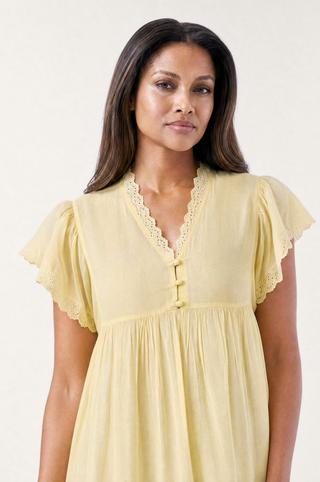 WOVEN HENLEY YELLOW SLEEPSHIRT