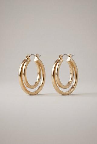 PVD DOUBLE RING HOOP EARRINGS