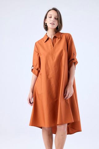 HENLEY DRESS RUST