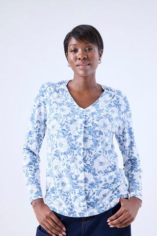HENLEY TOP BLUE FLORAL