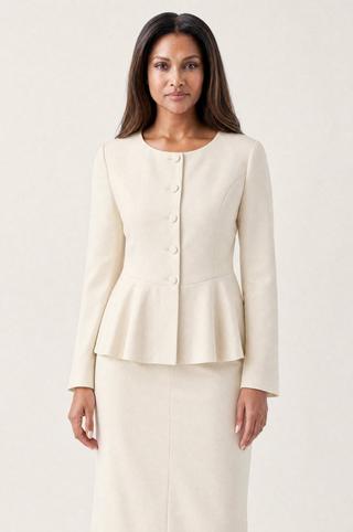 PEPLUM COLLARLESS TOP