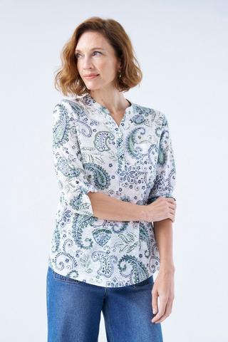 HENLEY TOP TEAL PAISLEY