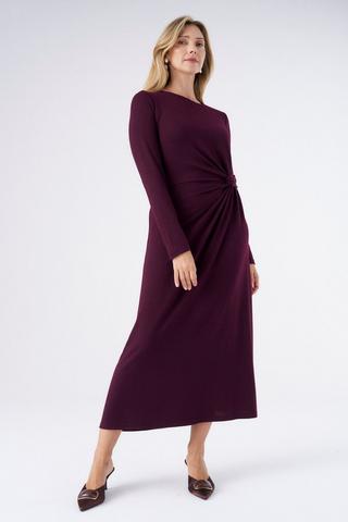 SIDE KNOT DRESS BURGUNDY