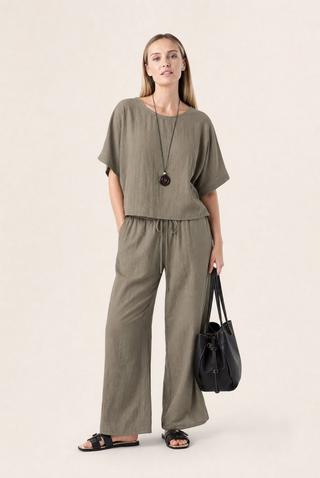 ELASTICATED PANTS SAGE