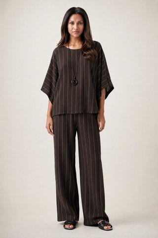STRIPE CHOC BROWN PANTS