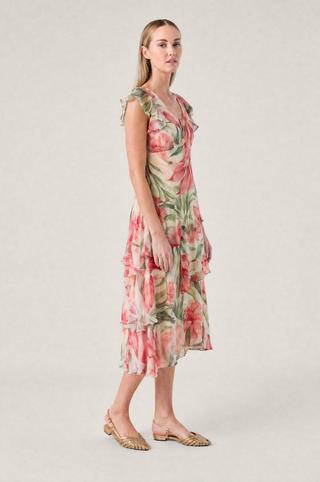 LAYERED CHIFFON DRESS FLORAL